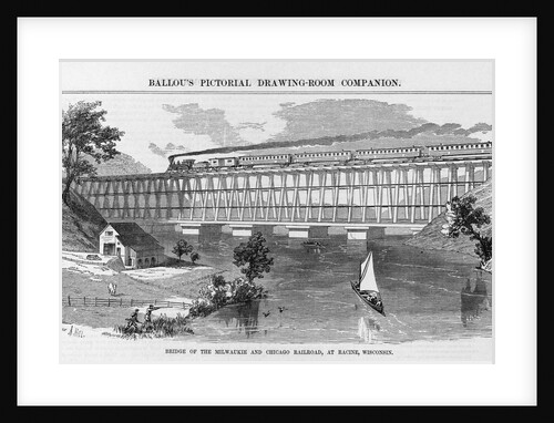 Bridge of the Milwaukie and Chicago Railroad, at Racine, Wisconsin Illustration by Anonymous