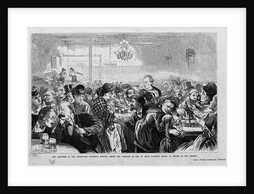 Newspaper Illustration Depicting Saturday Evening Among the Germans at One of their Favorite Places of Resort in the Bowery by Anonymous