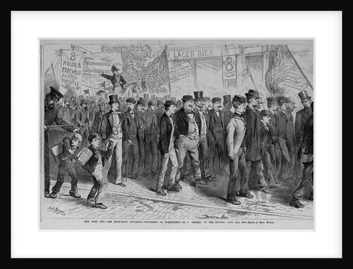 New York City - The Eight Hour Movement - Procession of workingmen on a "Strike," in the Bowery, June 10th, 1872 by Matt. Morgan