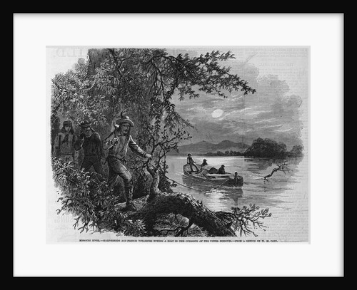 Half Breeds and French Voyageurs Towing a Boat Illustration Published in Frank Leslie's Illustrated Newspaper by Anonymous