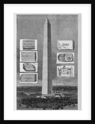 Washington D.C. - Dedication of the Washington National Monument, February 21st - The Monument and some of the "Memorial Stone." by Anonymous