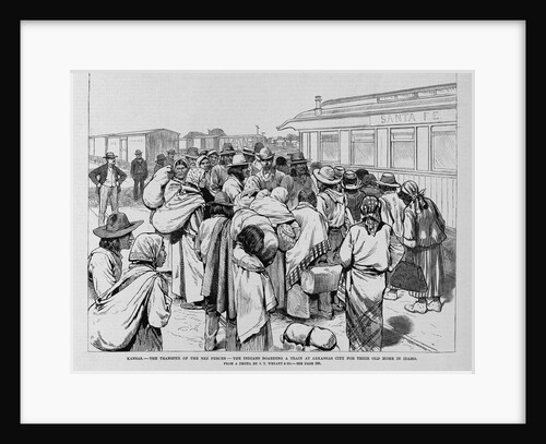 Kansas - The transfer of the Nez Perces - The Indians boarding a train at Arkansas City for their old home in Idaho by Anonymous