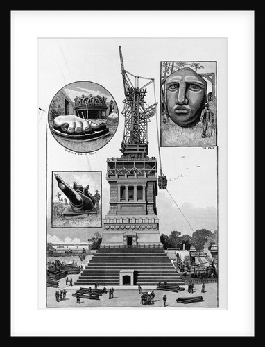 New York - progress of the work on Bartholdi's Statue of "Liberty," Bedloe's Island. From a sketch by a staff artist by Anonymous
