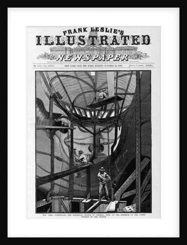 New York - Completing the Bartholdi Statue of Liberty - view of the interior of the upper portion of the statue. From a sketch by a staff artist. by Anonymous