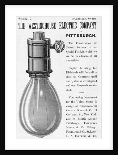 An advertisement for the Westinghouse Electric Company of Pittsburgh by Anonymous