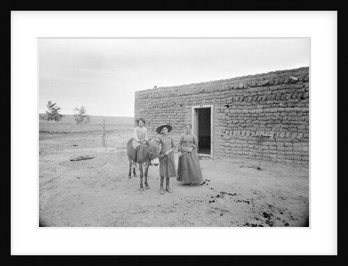 Women and Child Outside Ranch House by Anonymous