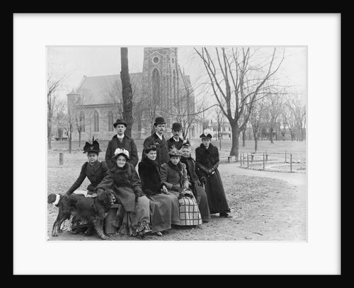 People Sitting Near a Church in Winter by Anonymous