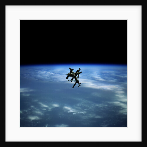 Mir Space Station Orbiting Earth by Anonymous