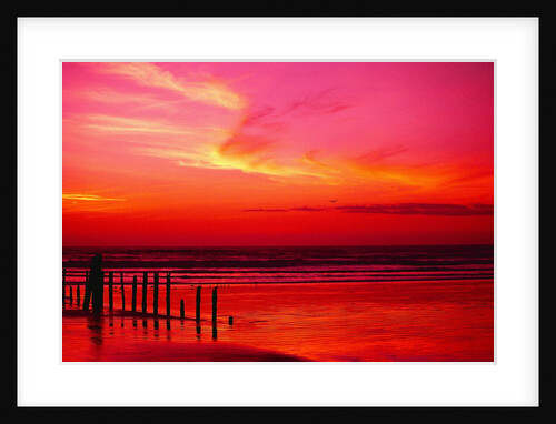 Surf Rolling onto Beach at Sunset by Anonymous