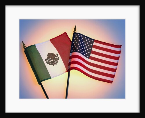 Flags of Mexico and United States by Anonymous