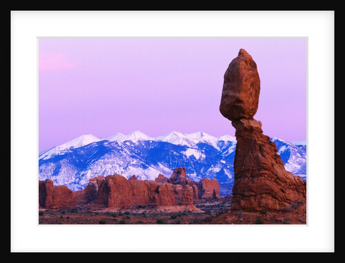 Balanced Rock and Snowy Mountains by Anonymous