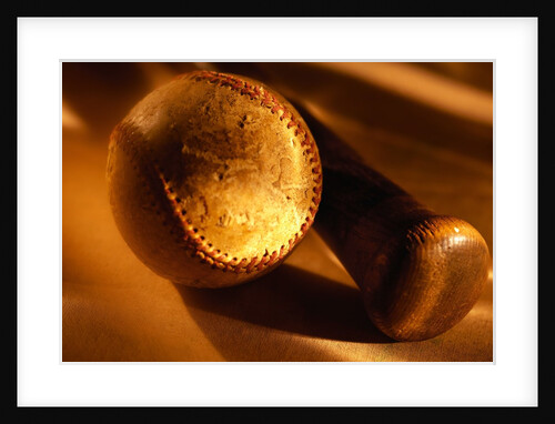 Old Baseball and Baseball Bat by Anonymous