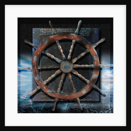 World Map and Ship's Wheel by Anonymous