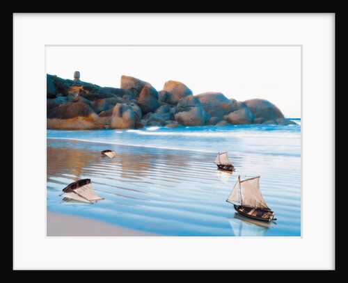 Toy Boats on Rocky Beach by Anonymous