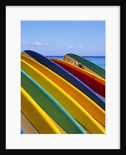 Row of Surfboards at Beach by Anonymous