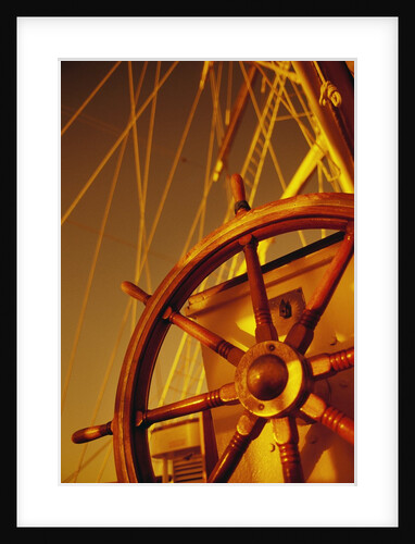 Wooden Steering Wheel on Sailboat by Anonymous