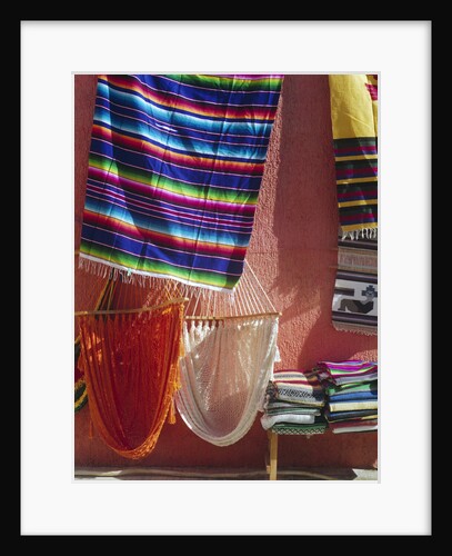Hammocks and Serapes on Display in Market by Anonymous