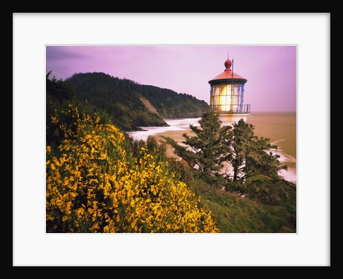 Lighthouse by Coast at Sunset by Anonymous
