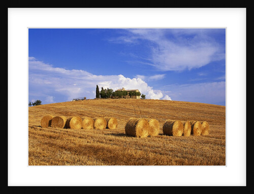 Hay Bales and Farmhouse in Val d'Orcia by Anonymous