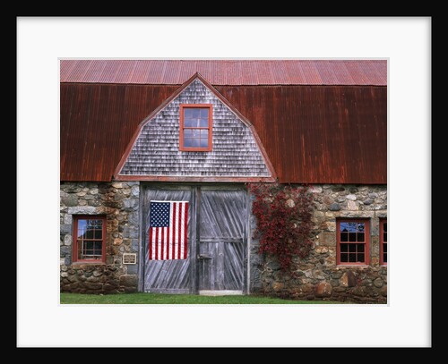 Flag Hanging on Barn Door by Anonymous