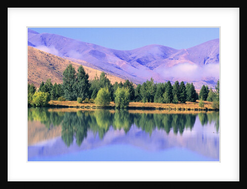 Lake Reflecting Trees Against Mountains by Anonymous