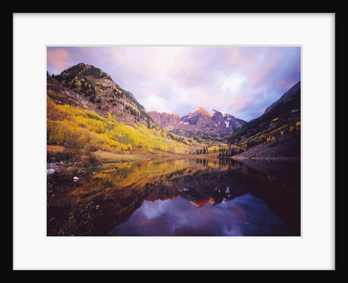 Autumn Trees Encircling Mountain Lake at Dawn by Anonymous