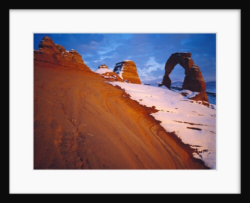 Snow-Capped Rock Formations at Arches National Park by Anonymous