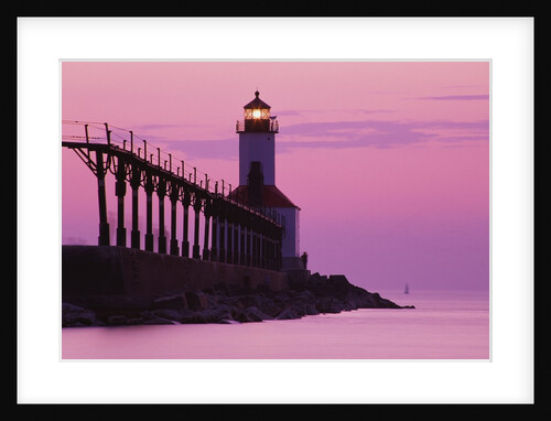 Michigan City Lighthouse at Sunset by Anonymous
