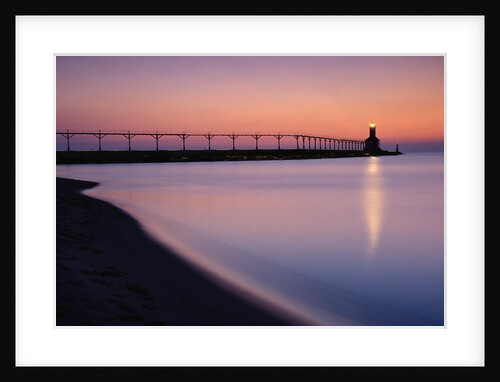 Michigan City Lighthouse at Sunset by Anonymous