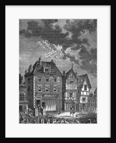 Illustration of Benjamin Franklin Performing Experiment by Anonymous