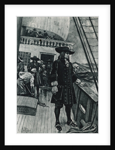 Portrait of English Admiral William Penn Gazing from Ship by Anonymous