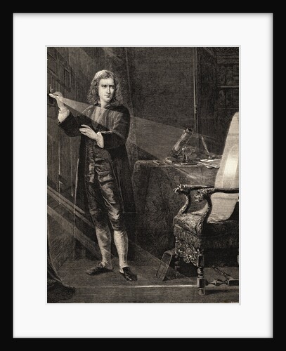 Isaac Newton Performing Experiment by Anonymous