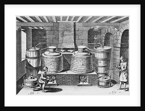 Illustration and Diagram of a Cognac Distillery by Robert Benard