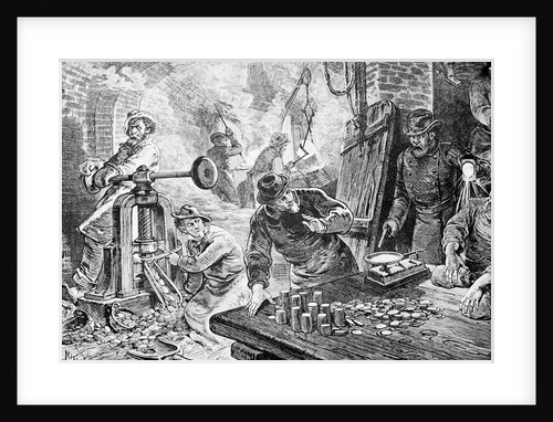 Engraving of Men Creating Counterfeit Coins by Anonymous