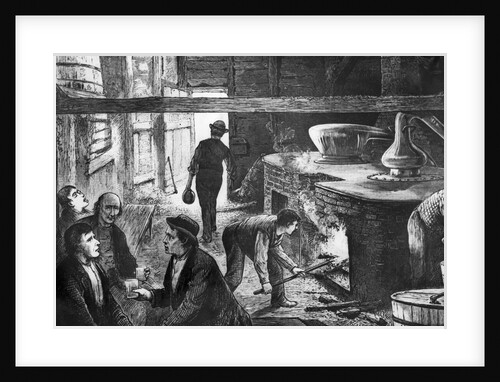 Making Apple Whiskey at a Still in Rockland County, New York Woodcut by Anonymous