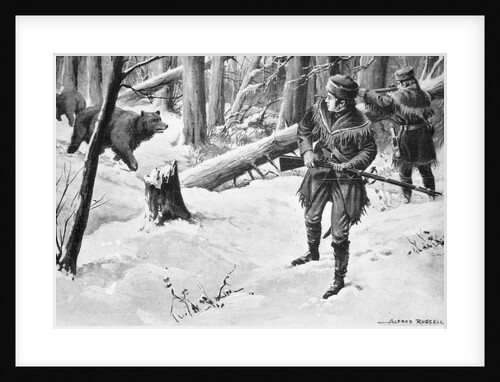 Painting of Lewis and Clark Attacked by Bears by Alfred Russell
