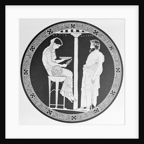 Greek Red-figure Painting of King Aigeus Consulting the Priestess Pythia at Delphi by Anonymous