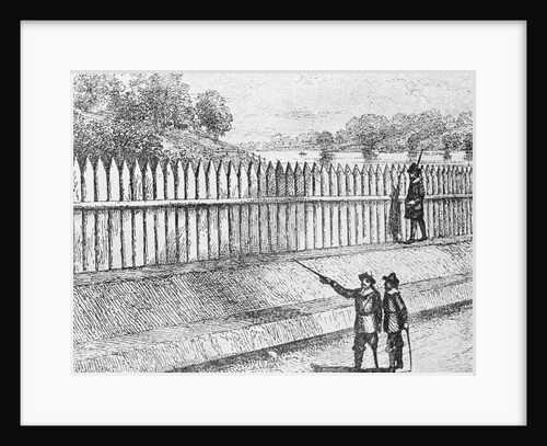 Illustration of Wooden Wall in Colonial New York by Anonymous
