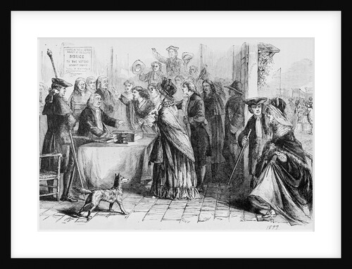 Woodcut of Women Casting Votes in New Jersey by Anonymous