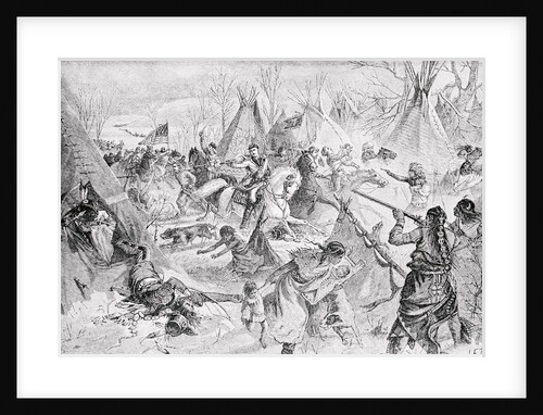 Federal Troops Attacking Indian Settlement by Anonymous