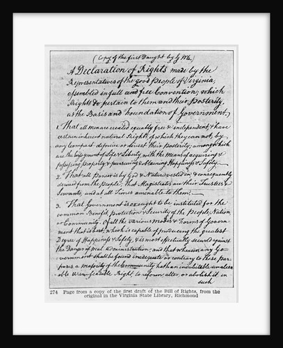 Copy of First Draft of Virginia Bill of Rights by Anonymous