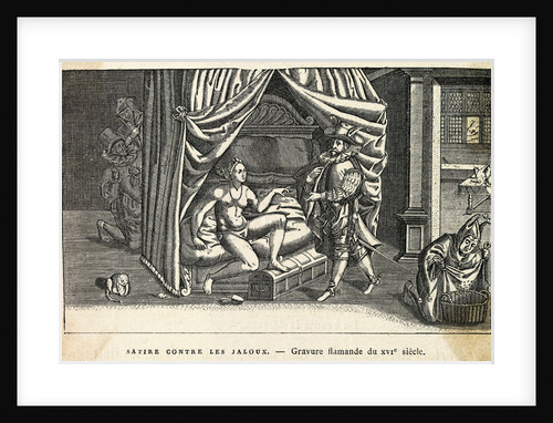 Engraving of Woman Wearing Chastity Belt by Anonymous