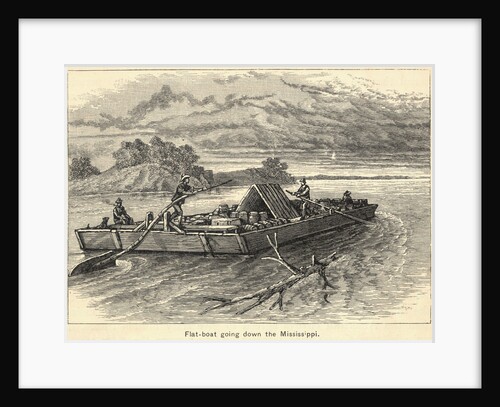 Flat Boat Going Down The Mississippi by Anonymous