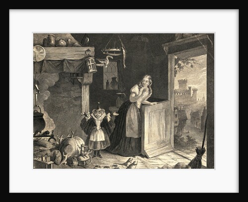 Cinderella with Fairy Godmother in Kitchen by Anonymous