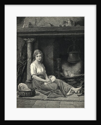 Illustration of Cinderella sitting in the corner by Anonymous