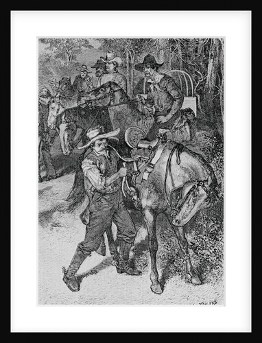 Cowboys Saddling Horses by Anonymous