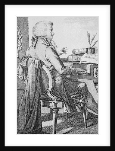 Wolfgang Amadeus Mozart Composing on Clavichord by Anonymous