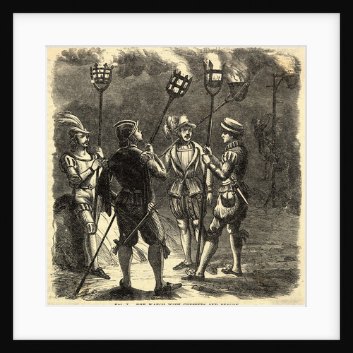 Medieval Watchman Holding Beacon and Cressets by Anonymous