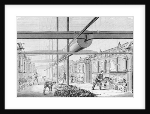 Woodcut Illustration of Steam Boiler and Fire Room in Philadelphia Factory by Anonymous
