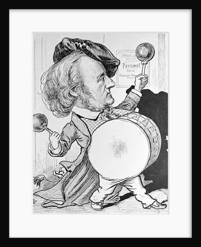 Cartoon of Richard Wagner Banging a Drum by Anonymous